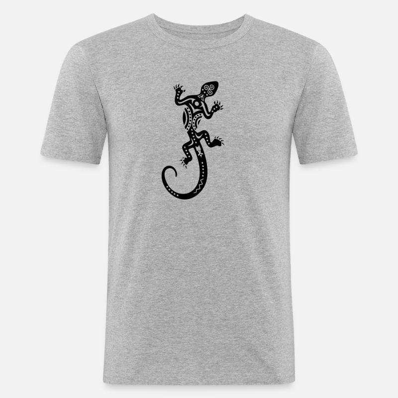 Eidechse - Männer Slim Fit T-Shirt - Grau meliert