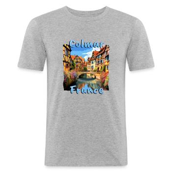 Colmar France Half-Timbered Charm - Men's Slim Fit T-Shirt - heather grey - Front - Nik (191cm)