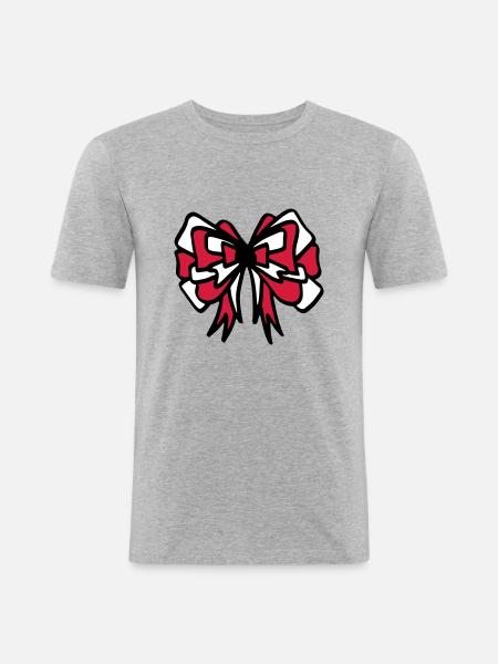 Strik rood & wit / rood & wit strik - kleurrijk - Mannen slim fit T-shirt - grijs gemêleerd