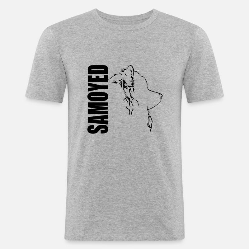 SAMOYED Profil Hunde Hund Wilsigns - Männer Slim Fit T-Shirt - Grau meliert