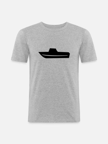 Motorboot Fischerboot Boot Kapitän - Männer Slim Fit T-Shirt - Grau meliert