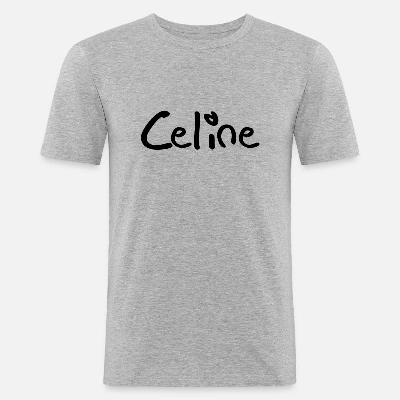 celine - Männer Slim Fit T-Shirt - Grau meliert