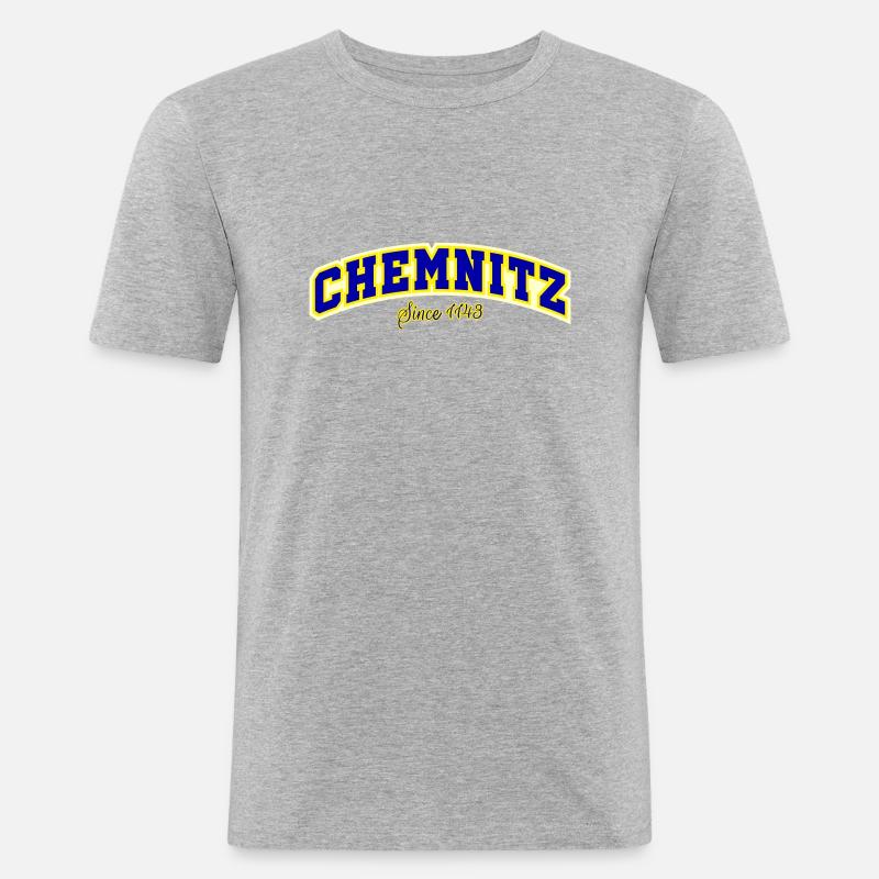 CHEMNITZ - Männer Slim Fit T-Shirt - Grau meliert