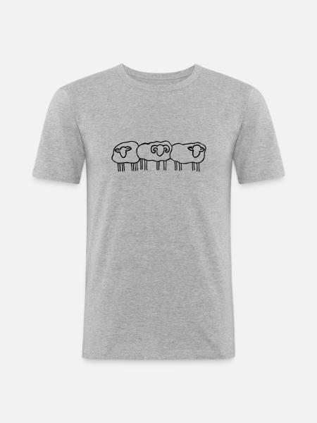 Schafe Schafherde - Männer Slim Fit T-Shirt - Grau meliert