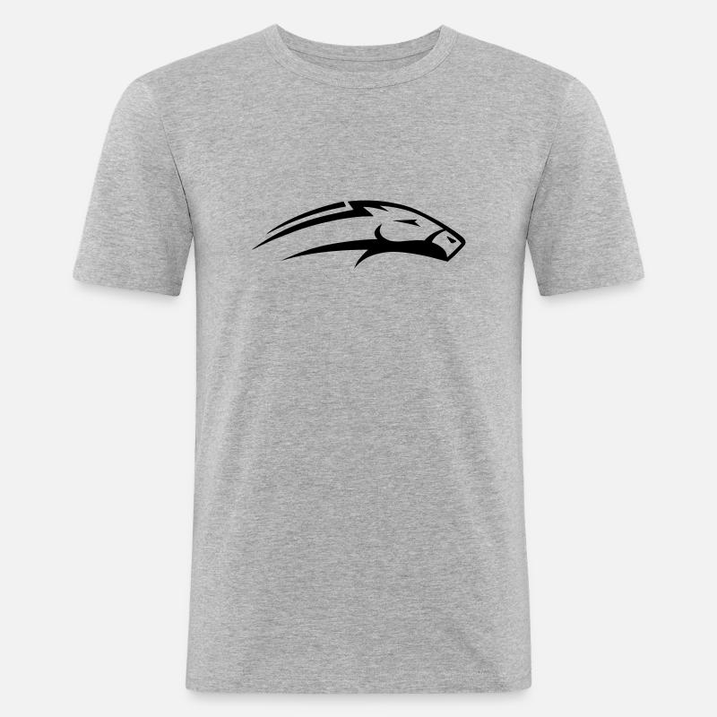 Pferd - Männer Slim Fit T-Shirt - Grau meliert