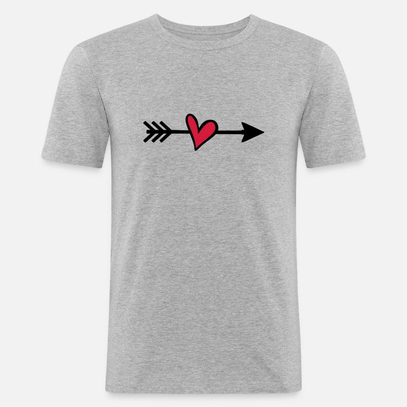 Amor Pfeil - Männer Slim Fit T-Shirt - Grau meliert