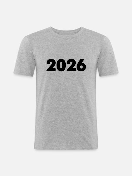 2026 - Männer Slim Fit T-Shirt - Grau meliert
