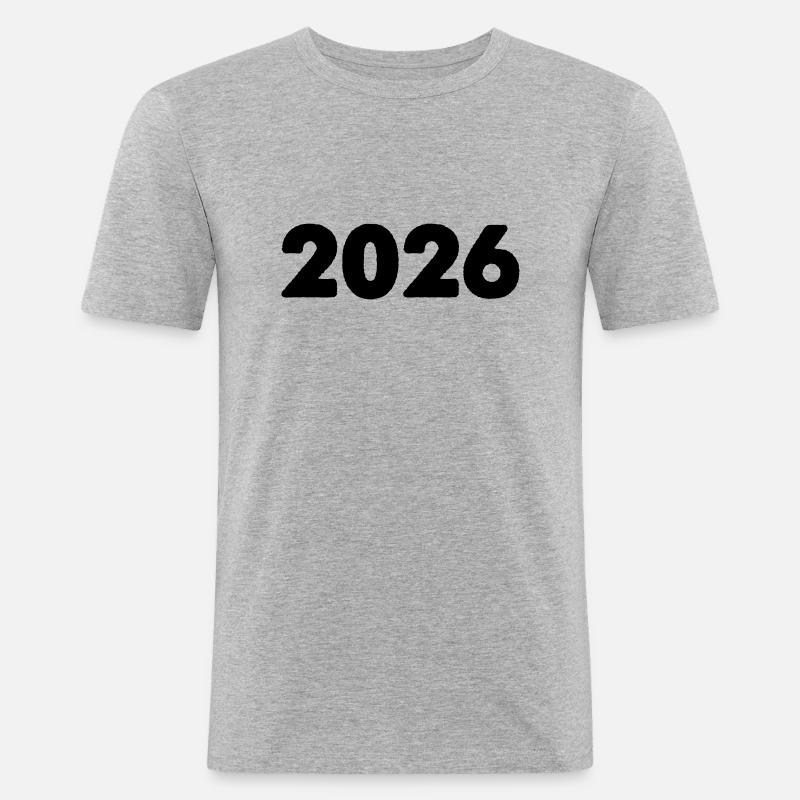 2026 - Männer Slim Fit T-Shirt - Grau meliert