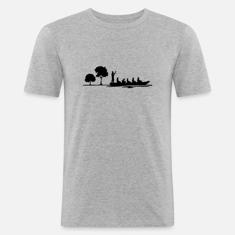 Freizeit - Kahnfahrt - Männer Slim Fit T-Shirt - Grau meliert
