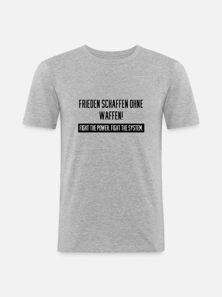 frieden schaffen - Männer Slim Fit T-Shirt - Grau meliert