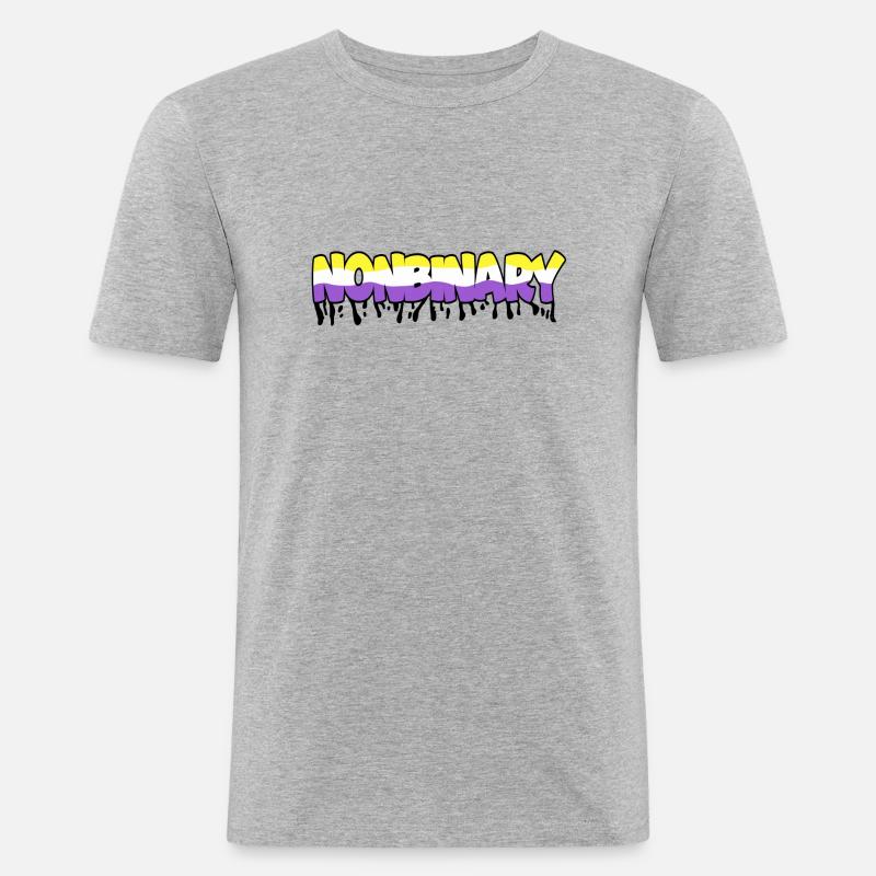 Nonbinary - Männer Slim Fit T-Shirt - Grau meliert