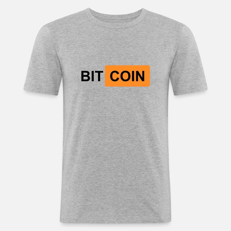 Krypto Bitcoin BTC prn 1 - Männer Slim Fit T-Shirt - Grau meliert