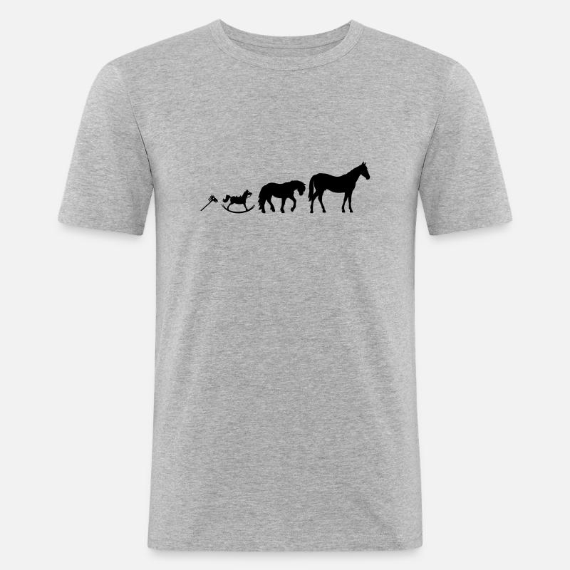 Evolution Pferde - Reitsport Evolution - Männer Slim Fit T-Shirt - Grau meliert
