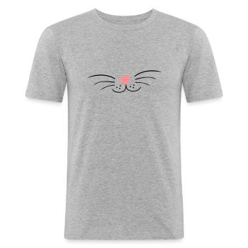 Cat's neck, cat - Men's Slim Fit T-Shirt - heather grey - Front - Nik (191cm)