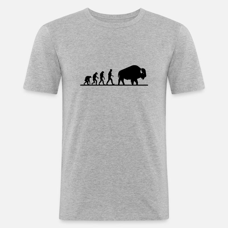 büffel evolution - Männer Slim Fit T-Shirt - Grau meliert