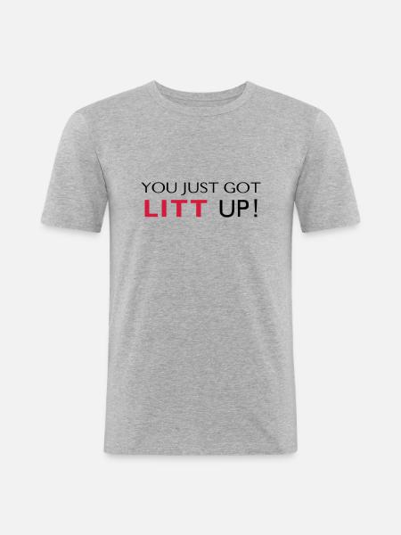 LITT UP! - Männer Slim Fit T-Shirt - Grau meliert