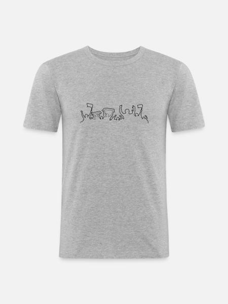 Fans Silhouette - Männer Slim Fit T-Shirt - Grau meliert