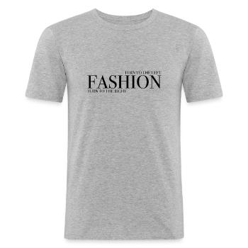 Mode - Drehen Sie sich nach links, drehen Sie sich nach rechts. - Männer Slim Fit T-Shirt - Grau meliert - Vorne - Nik (191cm)