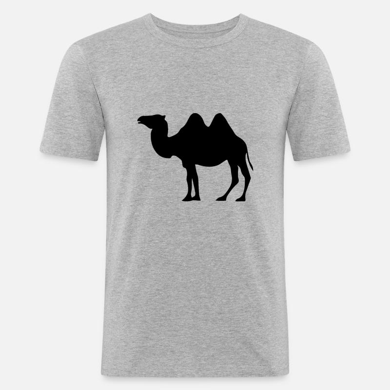 Kamel dromedar Kamel Geschenk - Männer Slim Fit T-Shirt - Grau meliert