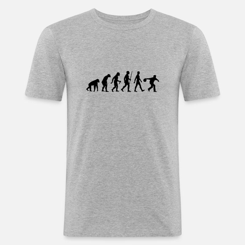 Evolution Bowling - Männer Slim Fit T-Shirt - Grau meliert