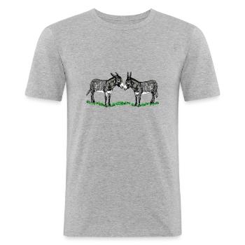 2esis - Männer Slim Fit T-Shirt - Grau meliert - Vorne - Nik (191cm)