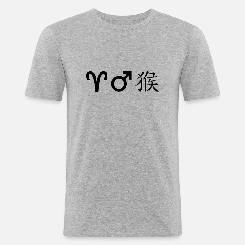 widder mars affe - Männer Slim Fit T-Shirt - Grau meliert