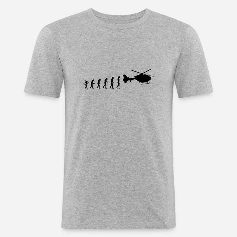 Helikopter Pilot Evolution - Männer Slim Fit T-Shirt - Grau meliert