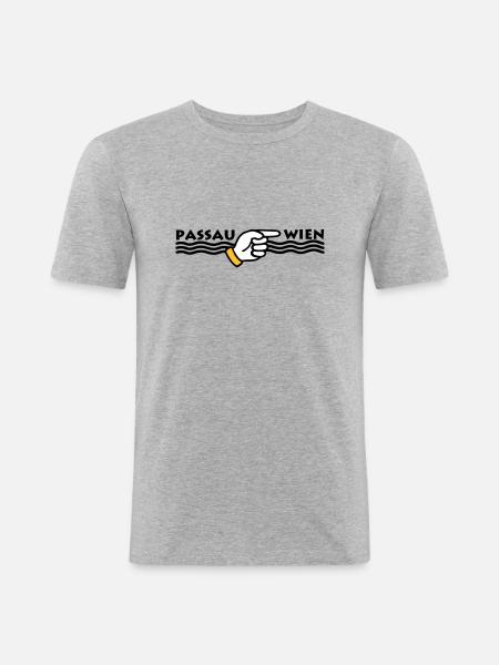Passau Wien - Männer Slim Fit T-Shirt - Grau meliert