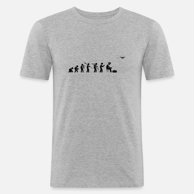 Évolution des drones - T-shirt près du corps Homme - gris chiné