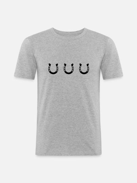 pferde hufeisen - Männer Slim Fit T-Shirt - Grau meliert
