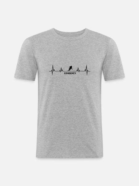 HERZSCHLAG eishockey - Männer Slim Fit T-Shirt - Grau meliert