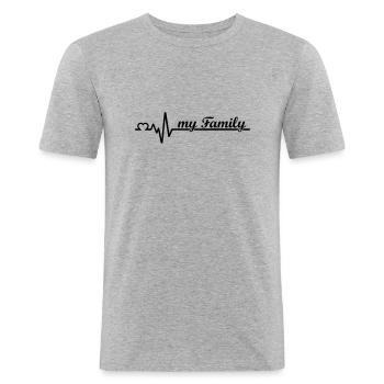 Ich liebe meine Familie, Eltern Bruder Schwester - Männer Slim Fit T-Shirt - Grau meliert - Vorne - Nik (191cm)