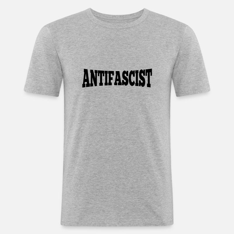 Antifascist - Antifaschist - Männer Slim Fit T-Shirt - Grau meliert