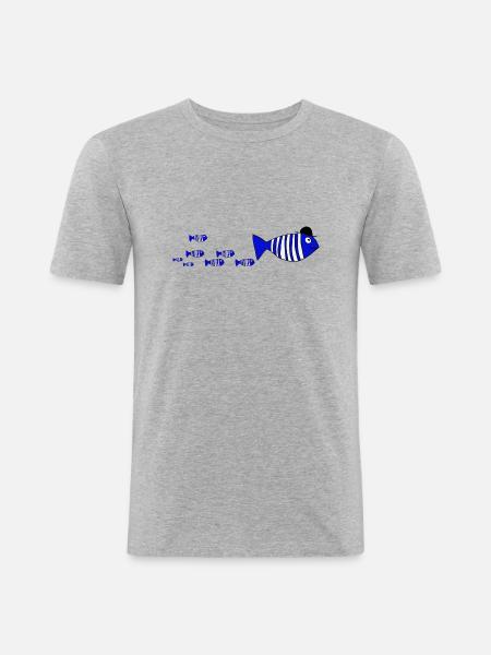 Fische - Männer Slim Fit T-Shirt - Grau meliert