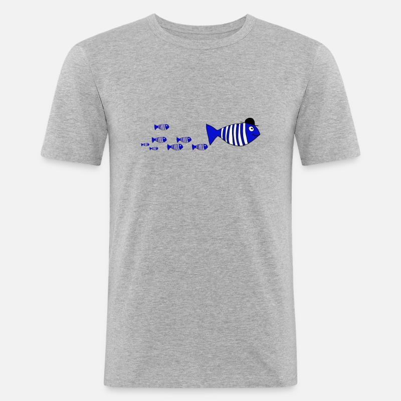Fische - Männer Slim Fit T-Shirt - Grau meliert