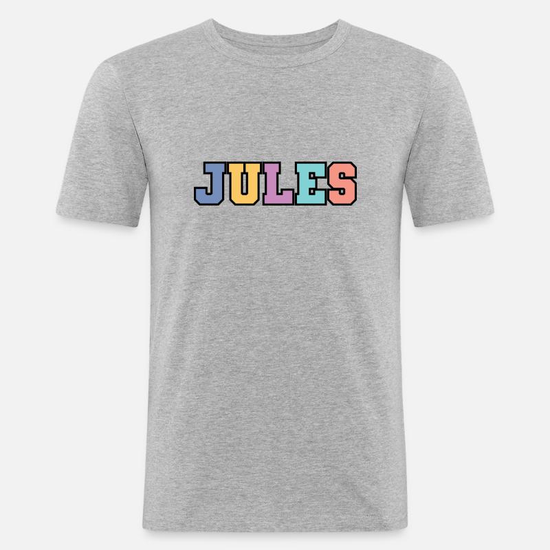 Name - Jules - Männer Slim Fit T-Shirt - Grau meliert