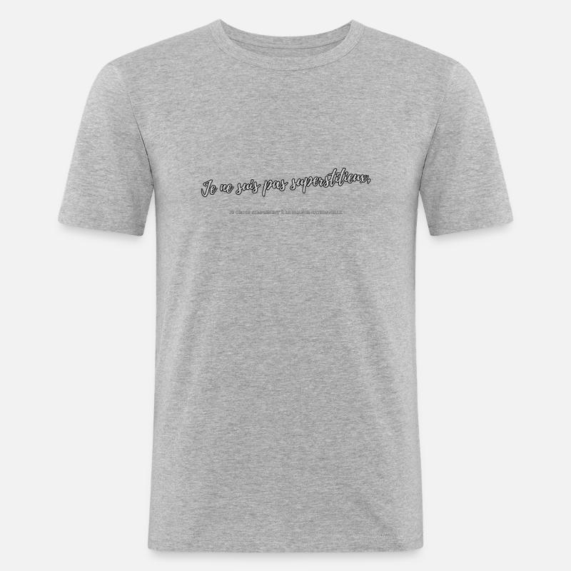 Abergläubisch - Männer Slim Fit T-Shirt - Grau meliert