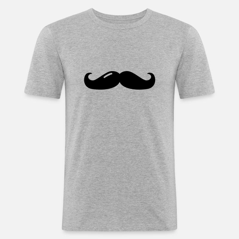 mustache - moustache - beard - bart - Männer Slim Fit T-Shirt - Grau meliert