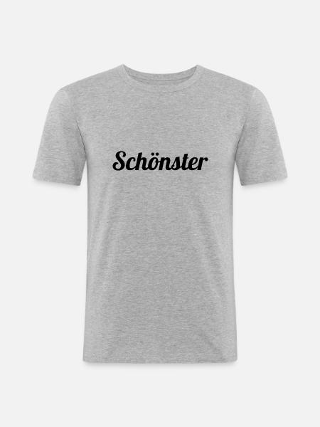Schönster - Männer Slim Fit T-Shirt - Grau meliert