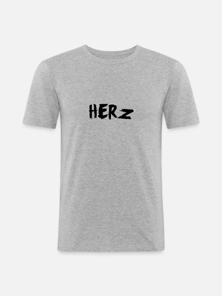 Herz - Männer Slim Fit T-Shirt - Grau meliert
