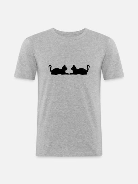 2 reclining cats silhouette - Men's Slim Fit T-Shirt - heather grey