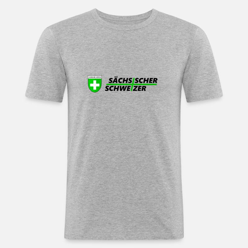 Saechsischer schweizer - Männer Slim Fit T-Shirt - Grau meliert