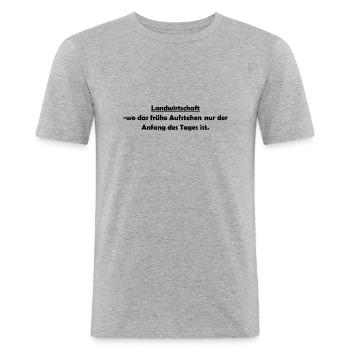Landwirtschaft frühes aufstehen - Männer Slim Fit T-Shirt - Grau meliert - Vorne - Nik (191cm)