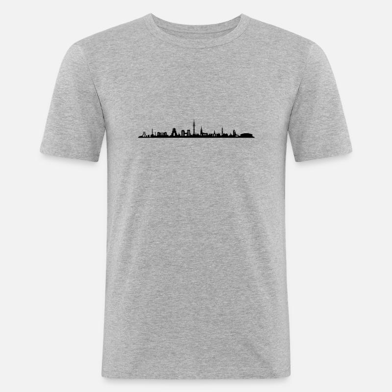 Skyline - Gelsenkirchen - Männer Slim Fit T-Shirt - Grau meliert