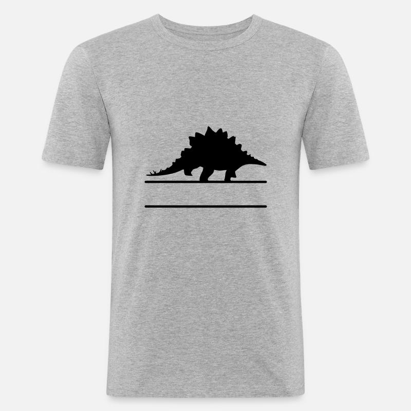 Dinosaurier - eigenen Text, eigener Name - Männer Slim Fit T-Shirt - Grau meliert