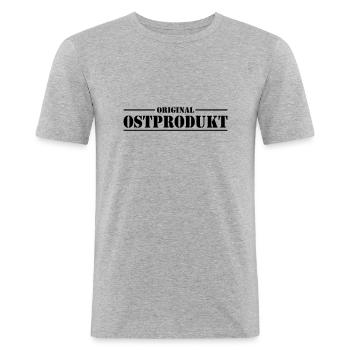 Ostprodukt - Männer Slim Fit T-Shirt - Grau meliert - Vorne - Nik (191cm)