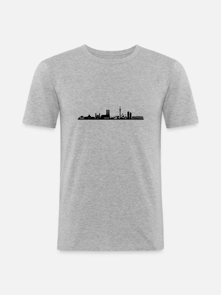Skyline - München 2018 - Männer Slim Fit T-Shirt - Grau meliert
