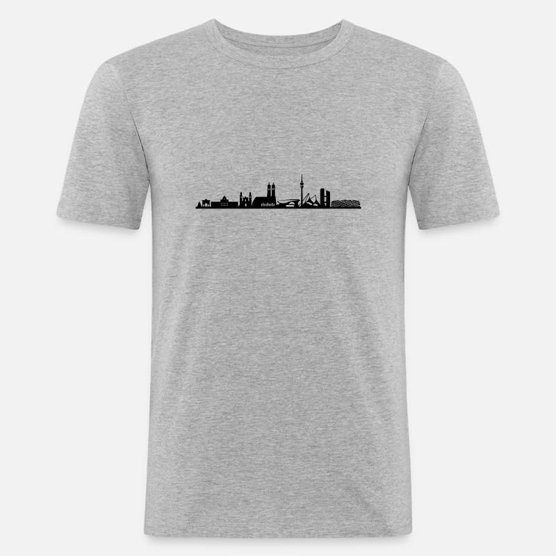 Skyline - München 2018 - Männer Slim Fit T-Shirt - Grau meliert