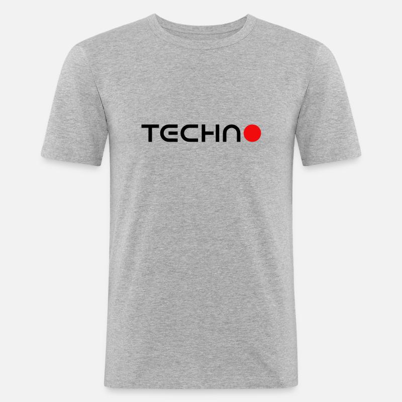 Techno, Techno et Techno - T-shirt près du corps Homme - gris chiné