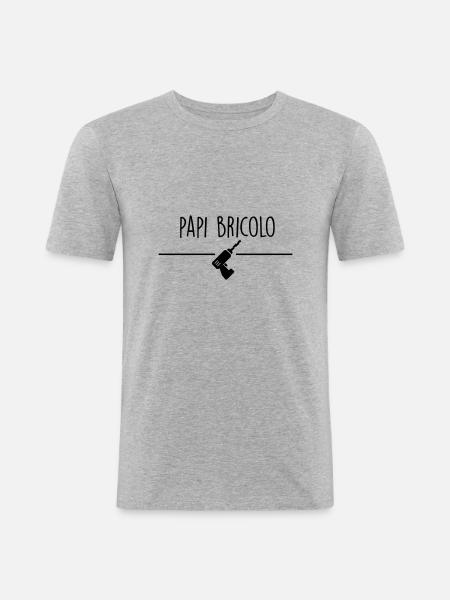 Papi Bricolo - T-shirt près du corps Homme - gris chiné